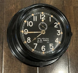 WWII U.S. NAVY CHELSEA MARK I. DECK CLOCK 1941 WITH ORIGINAL SHOCK PLATE WORKING - Picture 1 of 6