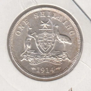 Coin Australia 1914 silver 1/- shilling in uncirculated condition - Bild 1 von 2