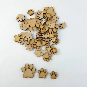 25 x Formas artesanales con estampado de patas de MDF de madera, adornos con patas de gato/perro - Imagen 1 de 5