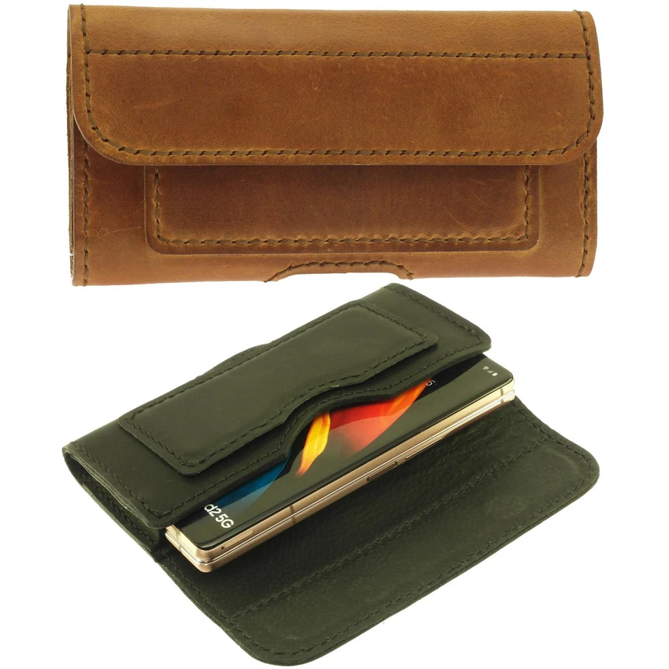 PREMIUM HAND SEWN OF COWHIDE WAIST POUCH CASE COVER FOR SAMSUNG GALAXY Z FOLD - Image 1 of 4