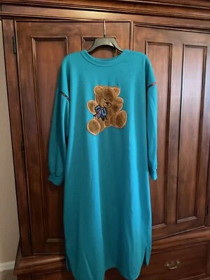 Vestido de noche Bold Spirit oso de peluche pijama verde turquesa para mujer M años 90 vintage Foto 1 de 4