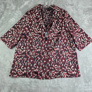 Maggie Barnes Jacket 0X 14/16 Black Red Animal Print 3/4 Sleeve Chic Formal Work - Picture 1 of 12