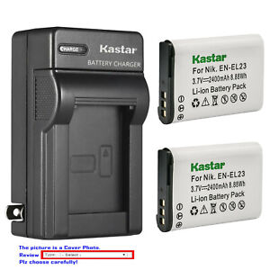 Kastar Battery AC Wall Charger for Nikon EN-EL23 MH-67P & Nikon Coolpix P600