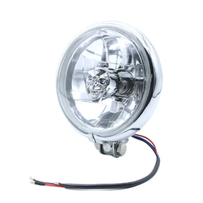 Faros cromados de calavera de haz alto/bajo para Harley Dyna Honda VT Foto 1 de 4