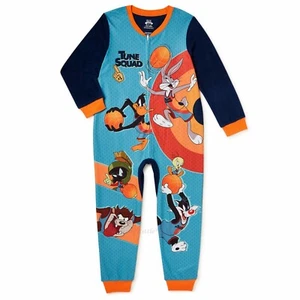 Space Jam Boys Pajamas Union Suit One Piece Tune Squad Size 4-12 Bugs Bunny Taz - Picture 1 of 3
