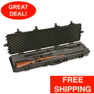 Double Carry Rifle Hard Case Wheels Padded Waterproof 2 Gun Storage Lock Box TSA - Picture 1 of 12