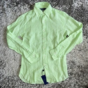 Polo Ralph Lauren Hemd Herren X-S Grün Custom Fit Leinen Chambray Langarm Neu mit Etikett - Bild 1 von 16