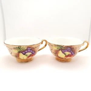 2 Vtg Lefton China Tea Cups Fruit Design Pattern #704 Hand Painted - Picture 1 of 18