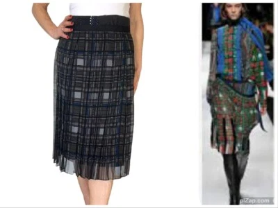 SACAI  2050 JAPAN PLEATED PLAID OVERLAY WRAP POLKA DOT MIX A LINE SKIRT WOMEN 8 - Image 1 of 4