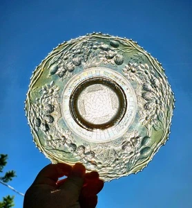 FENTON YELLOW Carnival Glass Orange Tree Plate W/ TREE TRUNK CENTER OUTSTANDING - Picture 1 of 9