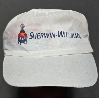Sherwin Williams 画家帽复古卡车司机帽白色标志棉促销 — 第 1/4 张图片