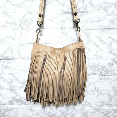 Bolso de Hombro McFadin Cuero con Flecos Beige Estilo Occidental Diseño Boho Japón Usado Foto 1 de 4