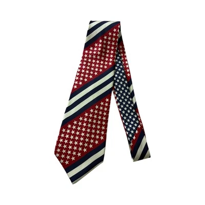 Tommy Hilfiger Hombre Corbata Seda Rojo Blanco Azul Estrellas y Rayas EE. UU. 57" Foto 1 de 4