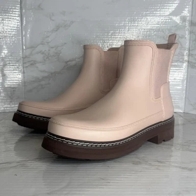 Botas Hunter femininas tamanho 10 rosa Commando Chelsea impermeável chuva ao ar livre - Imagem 1 de 4