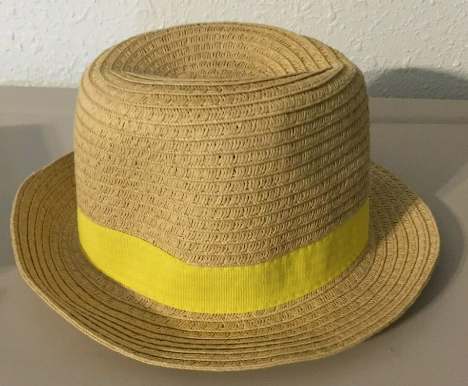 baby Gap NWT Baby Girl Boy 0 6 12 mo. Paper Fedora Straw Hat w/ Yellow Band - Image 1 of 1