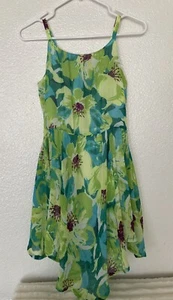 Crazy 8 Girls Kids Dress Green Floral Size 12 Sleeveless - Picture 1 of 9