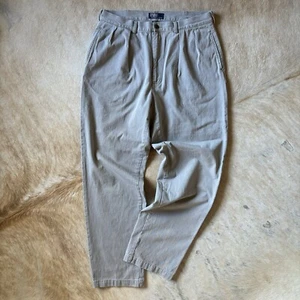 Vintage Polo Ralph Lauren Pants Men 36x33 Pleated Andrew Chinos Preppy 90s - Picture 1 of 20