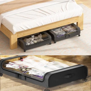 New Under Bed Storage with Wheels Clothes Organizer Container Drawer Rolling UK - Picture 1 of 10
