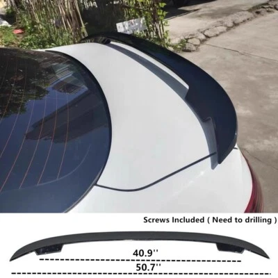 51'' Universal Rear Trunk Lip ABS Spoiler Wing Painted Black For Sedan Screws-On - Image 1 of 4