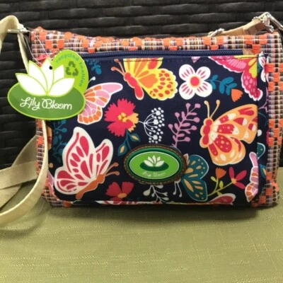 Bandolera a Cuadros Lily Bloom Lydia Mid Woodland Mariposa Flores con Dije Llavero Foto 1 de 4