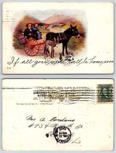 Postal de DONKEYS LOVERS IN BUGGY WE'LL BE HOME SOON Robertson Artist 1907 S121 - Imagen 1 de 1