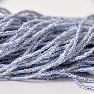 Baule Tamba Blue and White Seed Bead Necklace - Picture 1 of 11