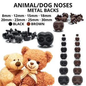 ANIMAL / DOG NOSES with METAL BACKS - Black & Brown Safety Noses for Soft Toys - Picture 1 of 22
