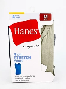 Hanes Originals Boys Stretch Tanks 4 Tanks Size Medium Solid Multi Color - Picture 1 of 10