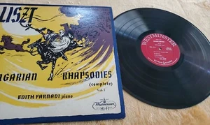 EDITH FARNADI LISZT HUNGARIAN RHAPSODIES VOL I VINYL LP 1953 WESTMINSTER MONO - Picture 1 of 4