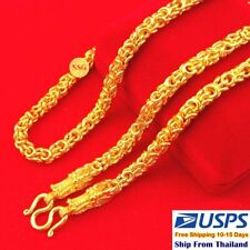 P3 Thai Gold 24k Solid Necklace Yellow Chain Pendant 26" Weight 5 Baht Dragon
