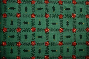 3 Yards Trees and Stars Checked on Green Quilting Fabric 112" X 44" - Picture 1 of 2