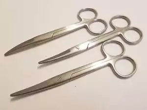 Set 3 Forbici Mayo 5 1/2" Curve INOX CE Pronto Soccorso Chirurgico Medico EMT - Foto 1 di 2