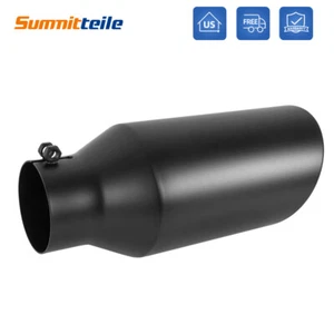 Negro 3" Entrada 5" Salida 12" Largo Acero Inoxidable Borde Laminado Diesel Punta de Escape - Imagen 1 de 10