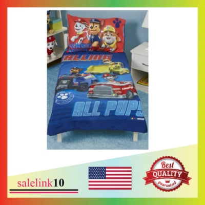Juego de ropa de cama Paww Patroll Calling All Pups 4 piezas para niños pequeños en azul/rojo NUEVO Foto 1 de 4