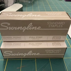 Swingline Standard Full Strip Premium Staples, Chisel Point LOT 2 X Box of 5000 - Picture 1 of 4
