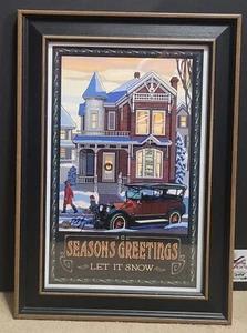 Seasons Greetings Let It Snow Kunstdruck gerahmt signiert vom Künstler Paul Lanquist - Bild 1 von 4