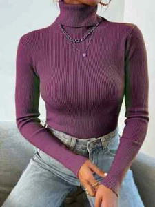 Herbst Winter Damen Langarm Strick Rollkragen Pullover Pulli Tops - Bild 1 von 44
