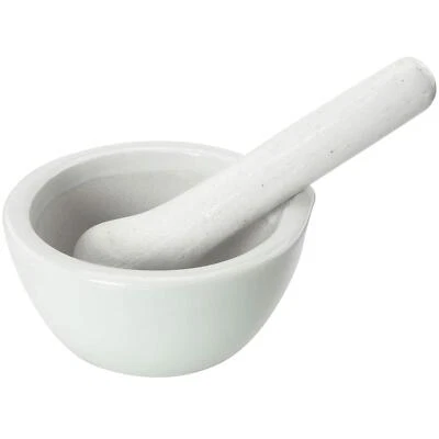 Mini Porcelain Mortar And Pestle 60ml Mixing Grinding Bowl Crusher Set White - Image 1 of 4