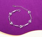Silver Sp Disney Minnie Mouse Charm Bead Chain Cuff Bracelet