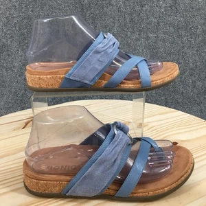 Vionic Sandals Womens 7 Landyn Strappy Blue Leather Slip On Open Toe Casual NEW - Picture 1 of 18