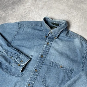 Club Room Men’s Denim Shirt XL 16.5 34/35 Long Sleeve Button Down  - Picture 1 of 5
