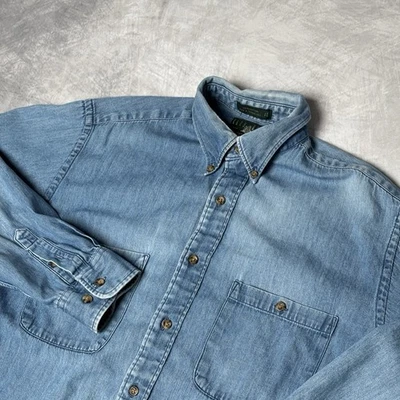 Club Room Men’s Denim Shirt XL 16.5 34/35 Long Sleeve Button Down  - Image 1 of 4