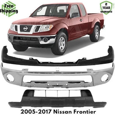 Front Bumper Chrome Steel & Lower Valance Kit For 2005-2017 Nissan Frontier Foto 1 de 4