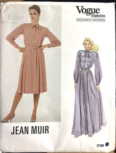 Vintage Vogue Designer Original Pattern 2788 Jean Muir Dress Belt Sz 14 Uncut FF - Picture 1 of 3