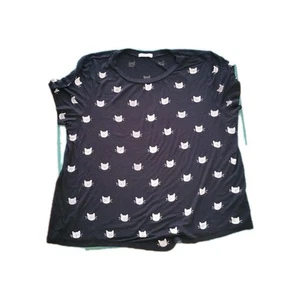 Occasion Top Cat Face Pink Nose Women’s L/XL Black - Picture 1 of 5