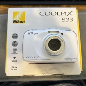 Nikon Coolpix S33 - White Waterproof 13.2MP Digital Camera - TESTED WORKING - Picture 1 of 8