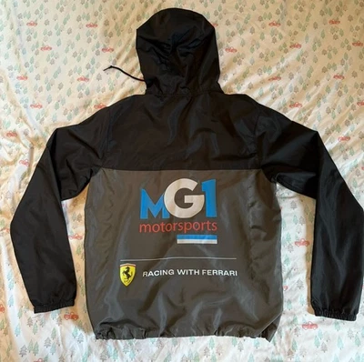 Ferrari MG1 Motorsports Windbreaker Jacket Sz. L Hooded Racing Full Zip EUC - Image 1 of 4