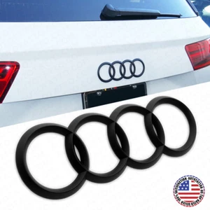17-19 AUDI Q7 Matte Black Rear Trunk Liftgate Rings Badge Logo Emblem Decorate - Picture 1 of 8