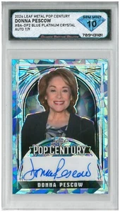 2024 Leaf Metal Pop Century DONNA PESCOW Blue Crystal Auto /9 💎DSG 10 Gem Mint - Picture 1 of 2