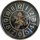 Black 60cm Wall Clock Moving Gears Clock Roman Numerals Champs Elysees
